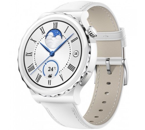 Умные часы Huawei Watch GT 3 Pro Ceramic 43 мм (белый/кожа)