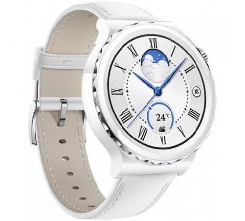 Умные часы Huawei Watch GT 3 Pro Ceramic 43 мм (белый/кожа)